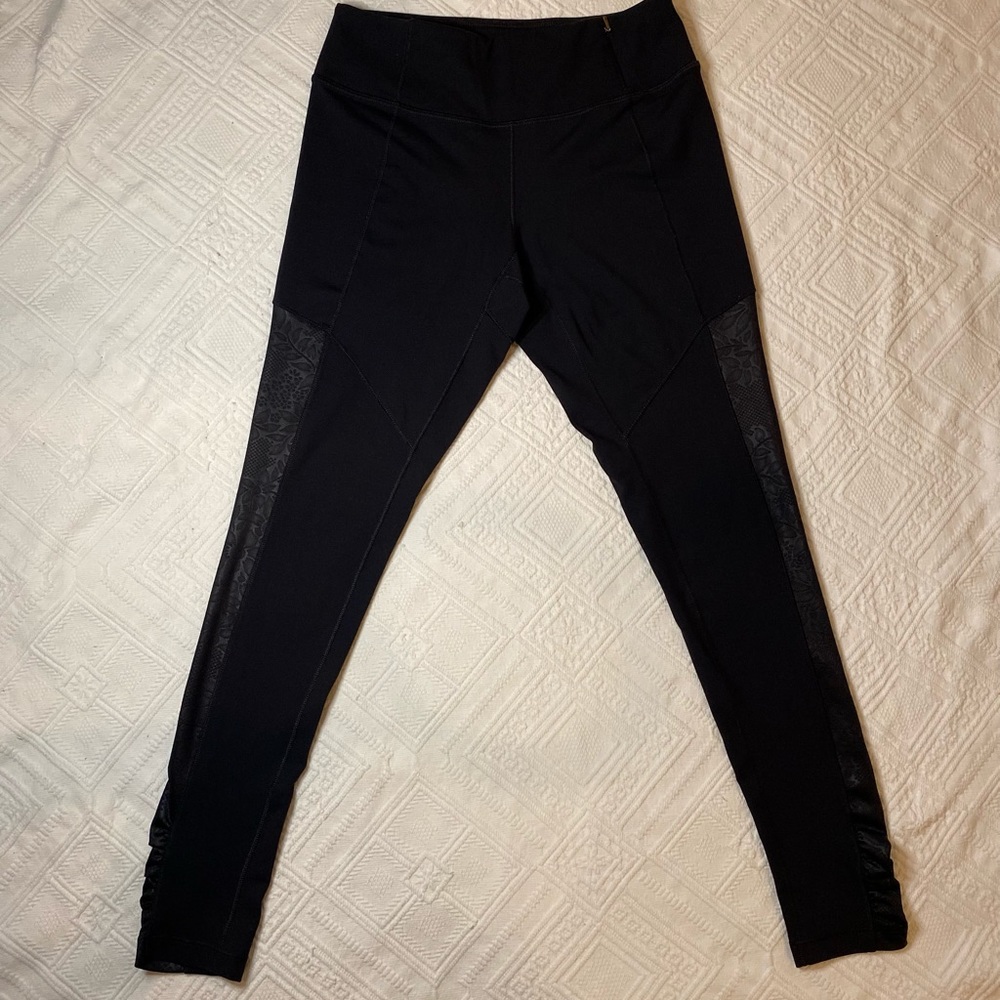 Calia Black Leggings With Floral Design Down Legs